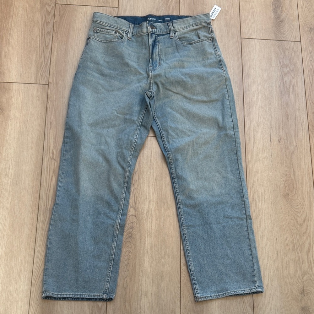 Old Navy Men's LOOSE Straight Blue Jeans NWT SZ 34X30